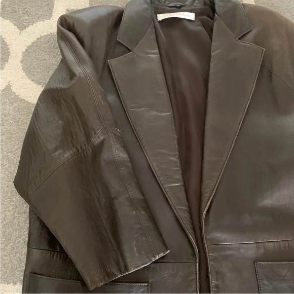 Vintage Brown Long Leather Coat Open Trench  Size Med/large 80s No Size Tag - Picture 5 of 12